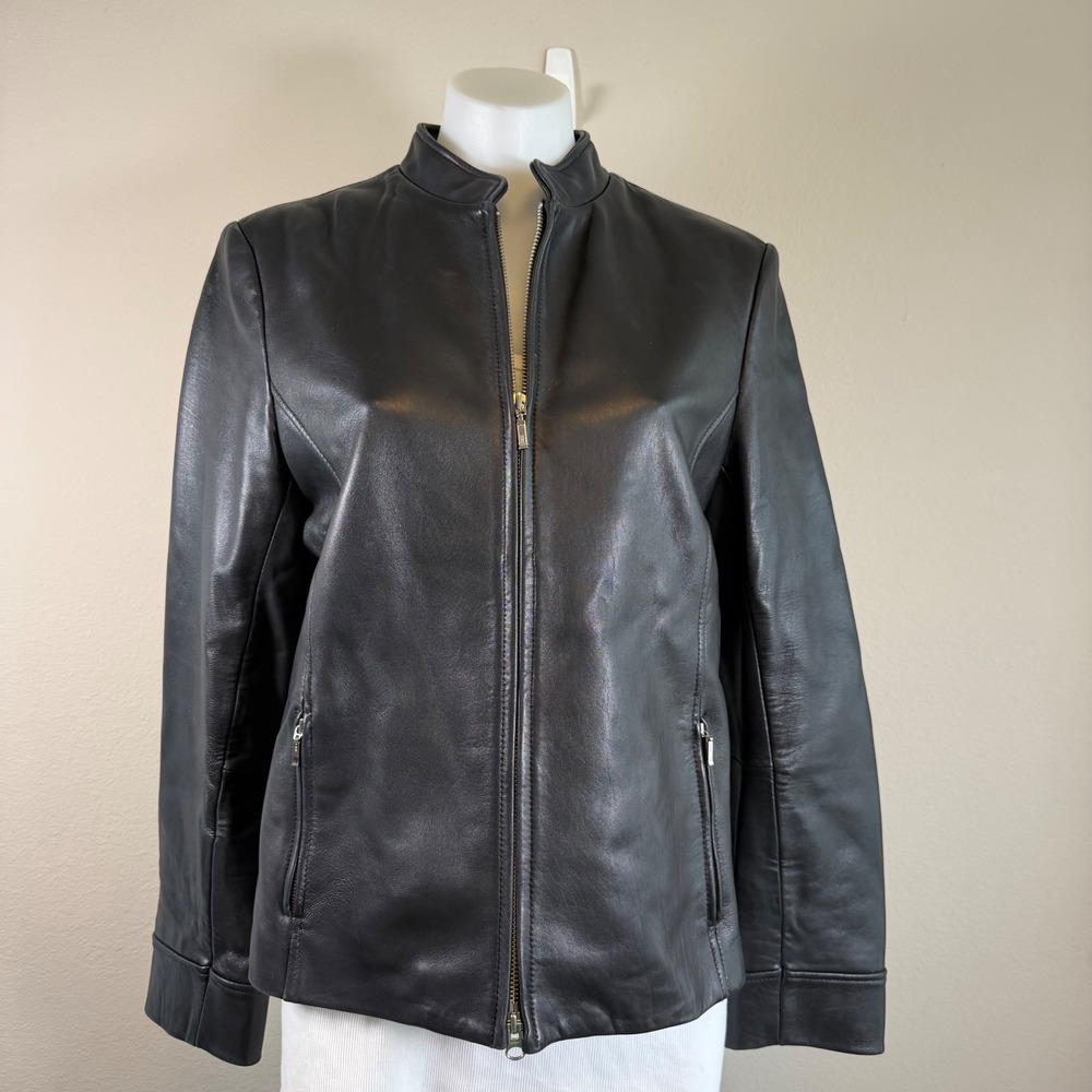 Genuine Leather Jacket Black M Moto Minimalist Biker Classic